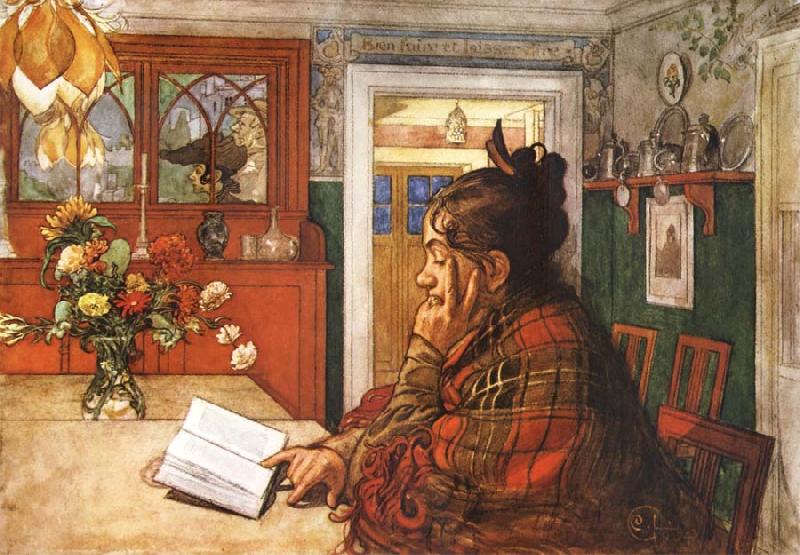 Carl Larsson Karin,Reading oil painting picture